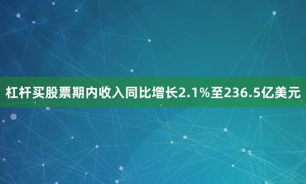 杠杆买股票期内收入同比增长2.1%至236.5亿美元